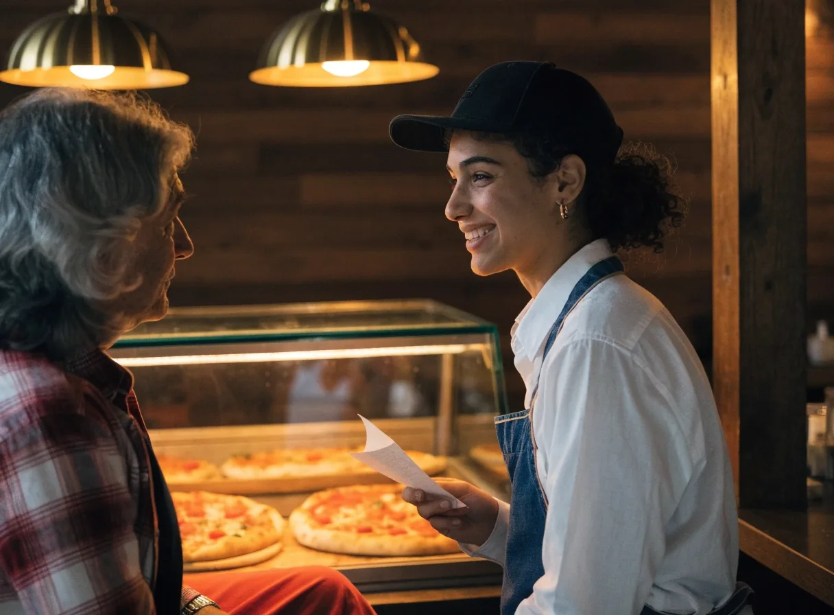 Hands stretching fresh pizza dough on a floured counter